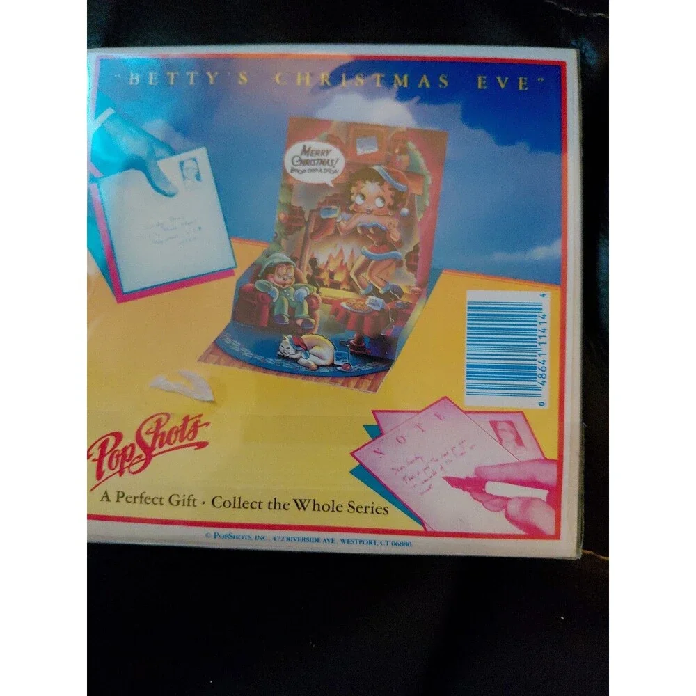 Vtg Betty Boop Pop Shots  greeting card Betty's Christmas Eve sealed / envelope